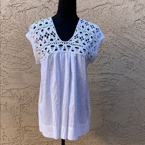 DKNY White Crochet Detail Top
